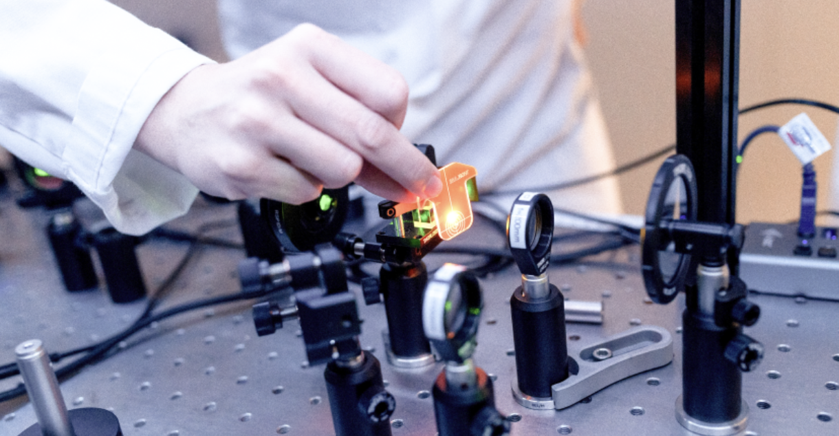 Scientist installing sensors